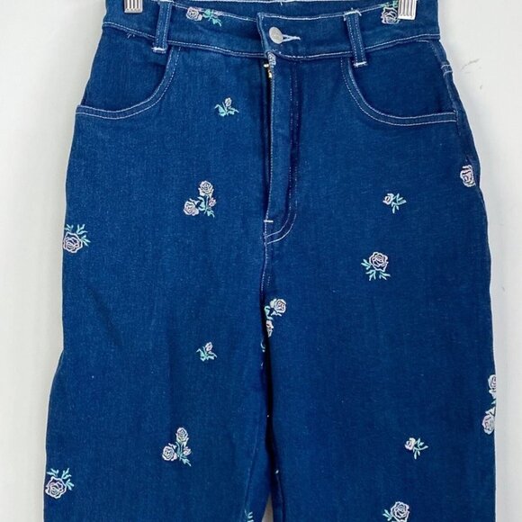 NWT Vintage Graphis High Waist Floral Embroidered Skinny Jeans XS - Picture 3 of 10